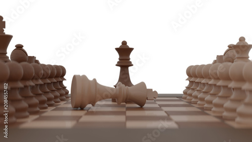 Quadro su tela Chess victory concept with Queen and defeated King - transparent png