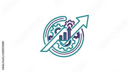Business growth optimization gear chart icon.