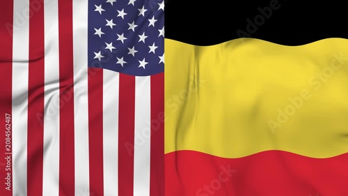 United States vs Belgium flag animation seamless loop. 4k resolution