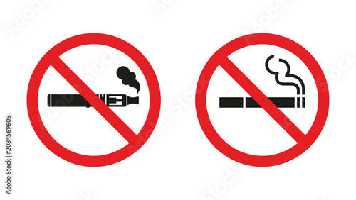 Fotografía No smoking and no vaping signs on white background