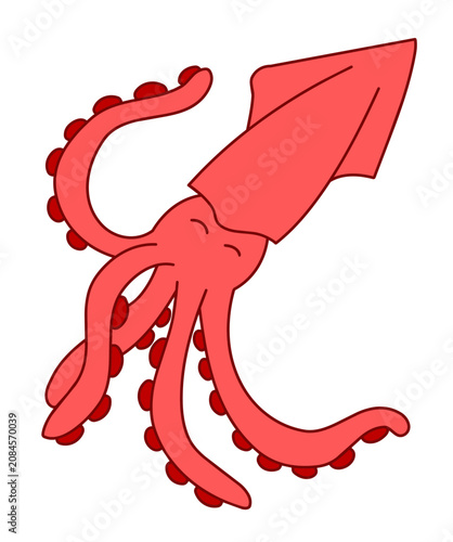 Cute squid cartoon illustration with playful tentacles and a friendly sea theme.