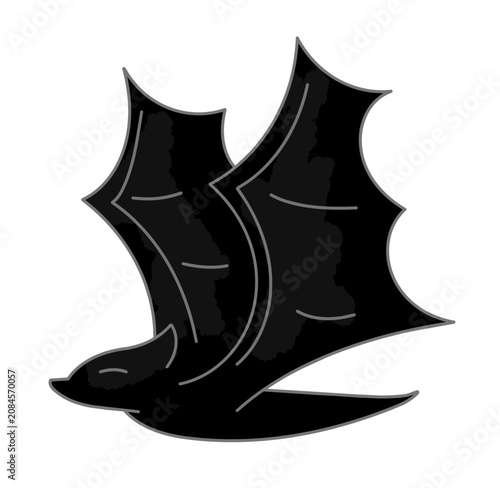 Black bat wings cartoon illustration for Halloween and fantasy design.