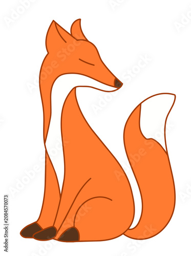 Cute sitting fox cartoon vector with elegant pose and friendly woodland style.