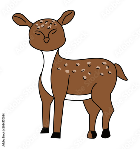 Cute spotted baby deer cartoon vector with a gentle and friendly woodland style.
