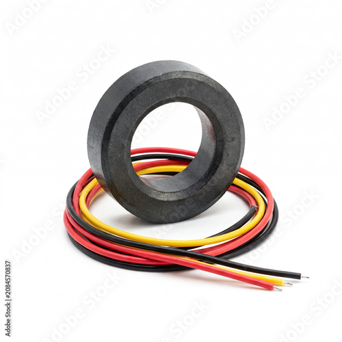 Generic power transistor with aluminum heatsink isolated on white.