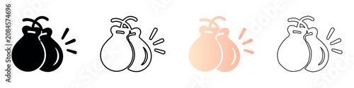Obraz na płótnie Set of castanets icons in various styles: solid, outline, gradient, and hand dra