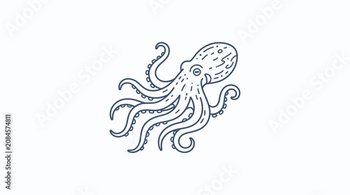 Minimalist Octopus Line Art Icon