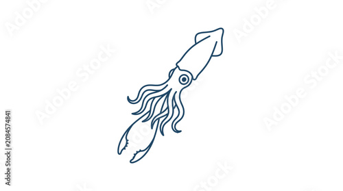 Minimalist Squid Illustration - Deep Sea Creature Icon