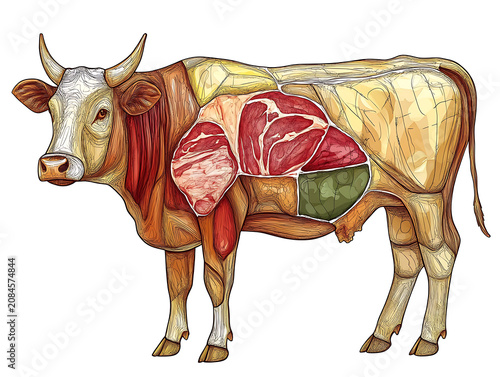 Minimal cow line art vector