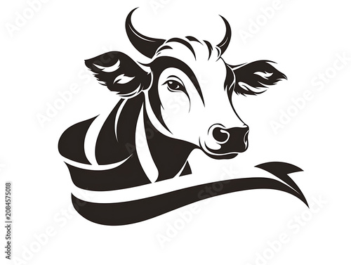 Minimal cow line art vector