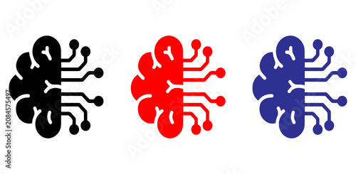artificial intelligence technology icon symbol with neural network connections, modern flat vector design isolated on transparent background PNG