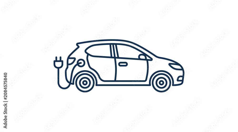 Fototapeta premium Electric car with charging plug icon.
