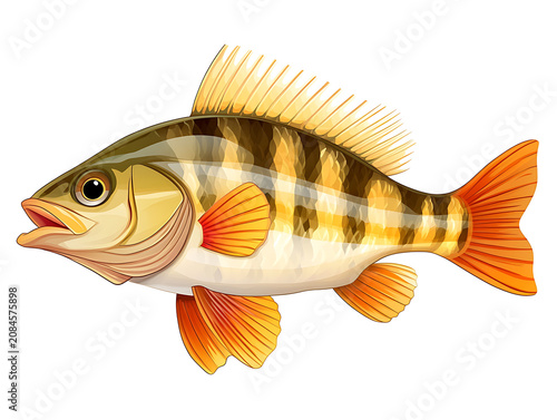 Colorful Fish Illustration Isolated on White Background
