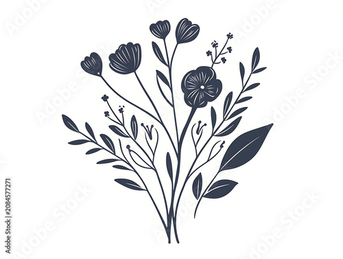 Decorative floral arrangement with blooming flowers and natural foliage