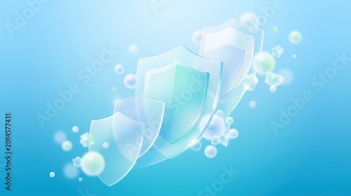 Translucent shields representing healthcare safety and protection
