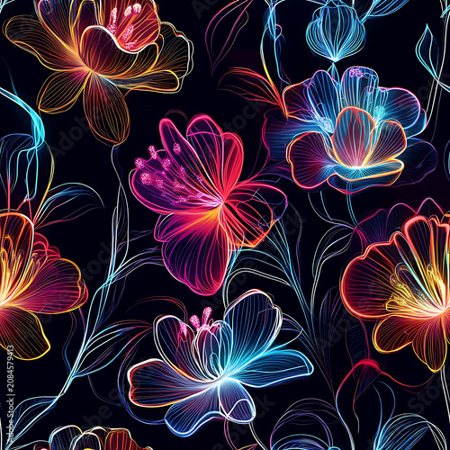 Minimalist floral seamless pattern