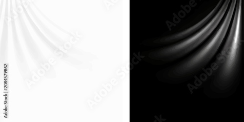 Canvas Print Split screen background featuring elegant white pleated curtain drapery beside d