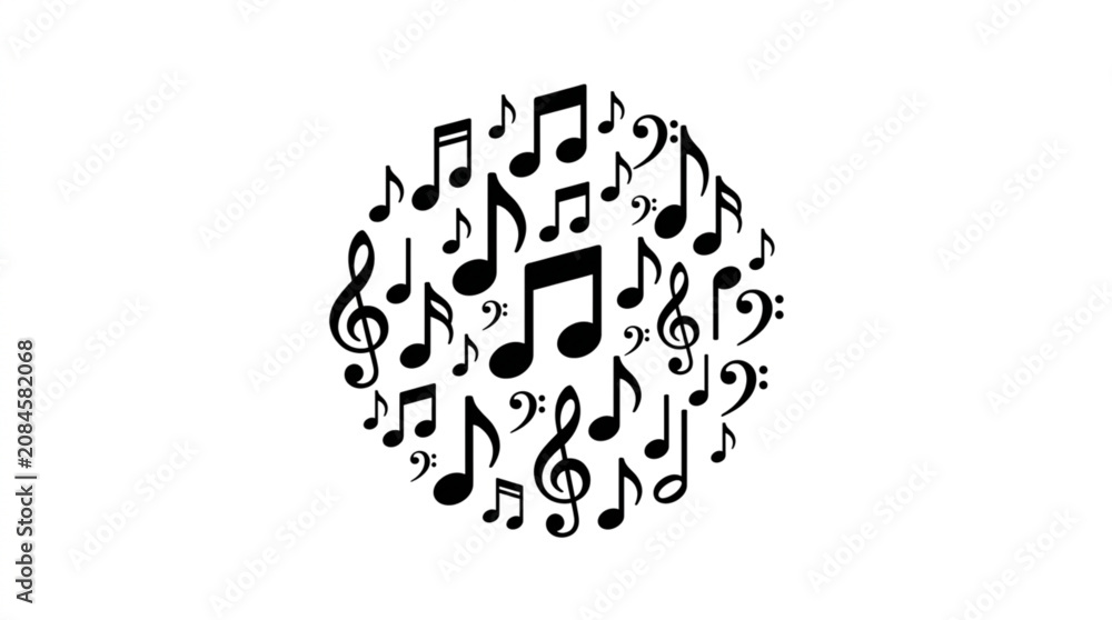 Foto Musical Notes Arranged in a Circle Shape.