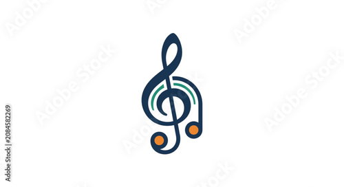 Fotografie Treble Clef Symbol with Musical Notes Illustration.