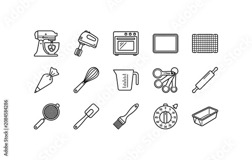 Fotografie Kitchenware products food storage canisters and appliances vector icon set