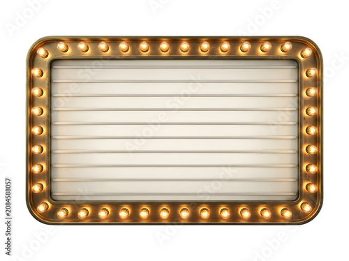 Vintage cinema marquee sign isolated on transparent background