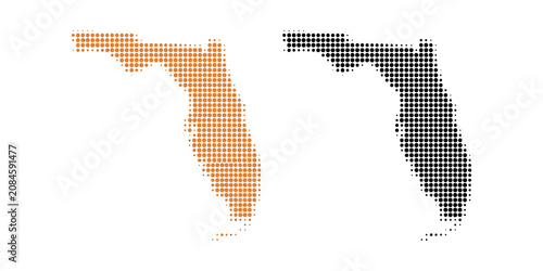 Florida state map dotted halftone silhouette icon isolated on transparent background