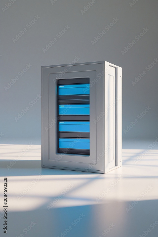 Fototapeta premium Compact enterprise storage array designed for scalable network attached infrastructure, reliable data management, and high-performance business storage environments. Modern enclosure suitable for ente