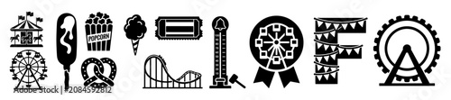Bild auf Leinwand American State Fair Logo Mega Bundle - Carnival Amusement Park Silhouette Pack -