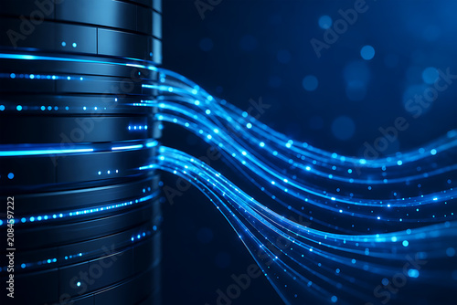 Glowing Data Streams Representing High Speed Digital Information Transfer