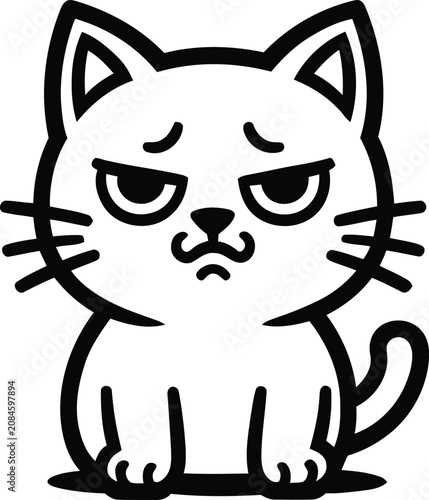 Tableau sur toile Grumpy cartoon kitten siting with annoyed facial expression
