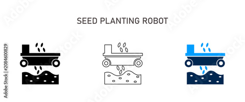 Foto Seed Planting Robot icon for agriculture with different variation style