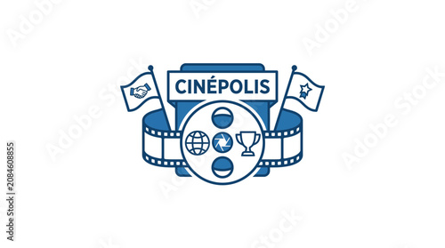 Cinépolis Logo with Film Reel and Awards Icons