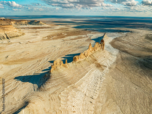 Obraz na płótnie Bozzhyra Valley Limestone Cliffs from Above in Mangystau Kazakhstan