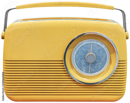 Yellow retro analog radio