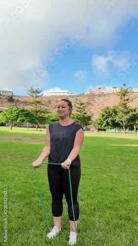 A young woman training in a park. The world of sport