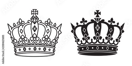 Photos Black and white royal crowns Vector, illustration