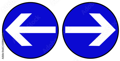 Bild auf Leinwand Mandatory Direction Road Signs Left and Right Arrow Vector Set