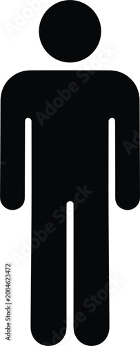 Black Silhouette Icon of a Standing Person on White Background male