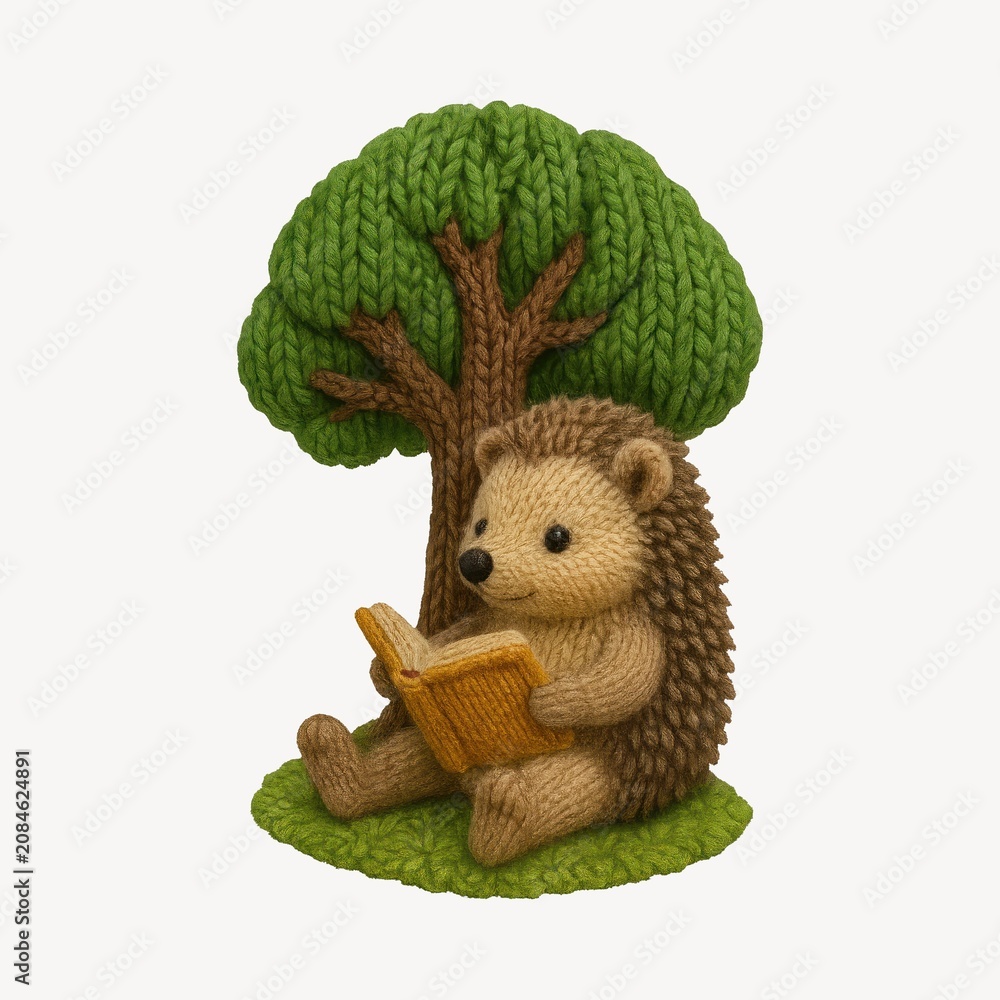 Fototapeta premium Cute hedgehog reading book