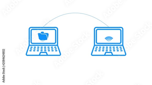 Wireless file transfer between laptops animation computer