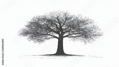 Minimalist tree silhouette against white background.