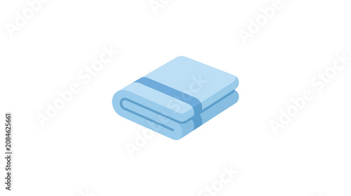 Isometric illustration of a folded light blue towel on white