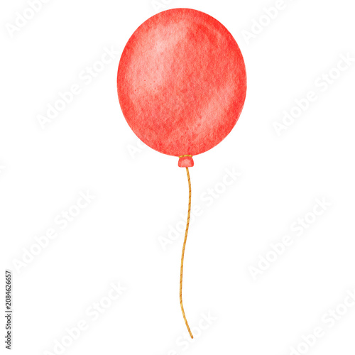 Red watercolor balloon hand painting illustration