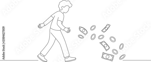 Canvastavla Money loss, financial trouble, cash falling, person struggling