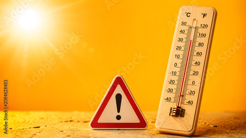 Thermometer With Heatwave Warning Concept