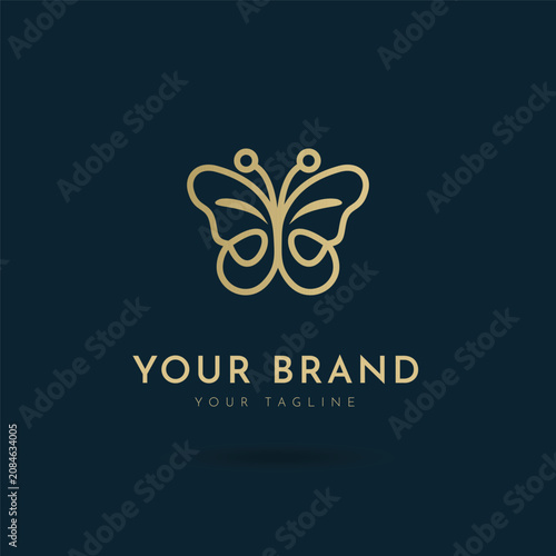 Butterfly Golden Elegant Flat Style Line Logo