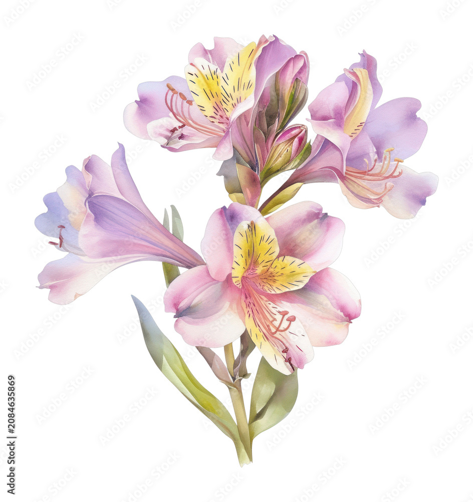 Fototapeta premium PNG Delicate watercolor pink flowers