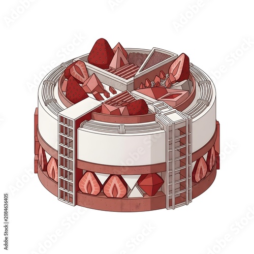 Red and white striped gift basket with ribbon.