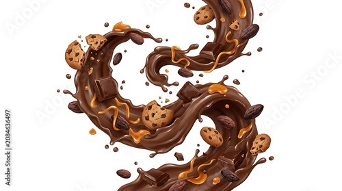 Delicious Chocolate Swirl with Cookies and Caramel Drizzle.