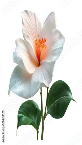 Delicate pink and white tulip in full bloom.